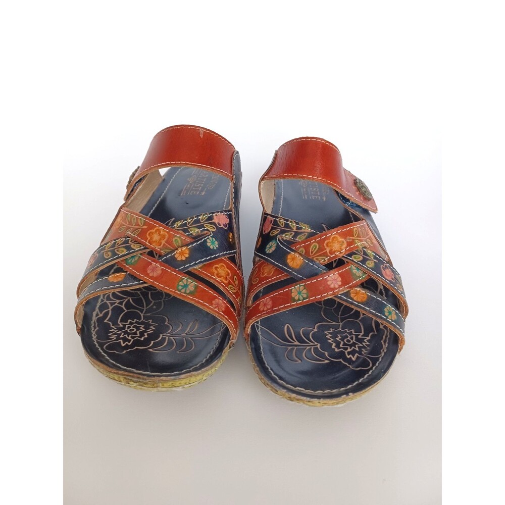 L'ARTISTE Spring Step Leigh Multicolor Leather Strappy Wedge Sandals Size EU 40 - Picture 4 of 7